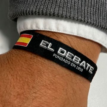 Pulsera de tela negra con banderas - "Pack de 5"