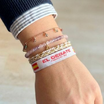 Pulsera de tela blanca con banderas - "Pack de 5"